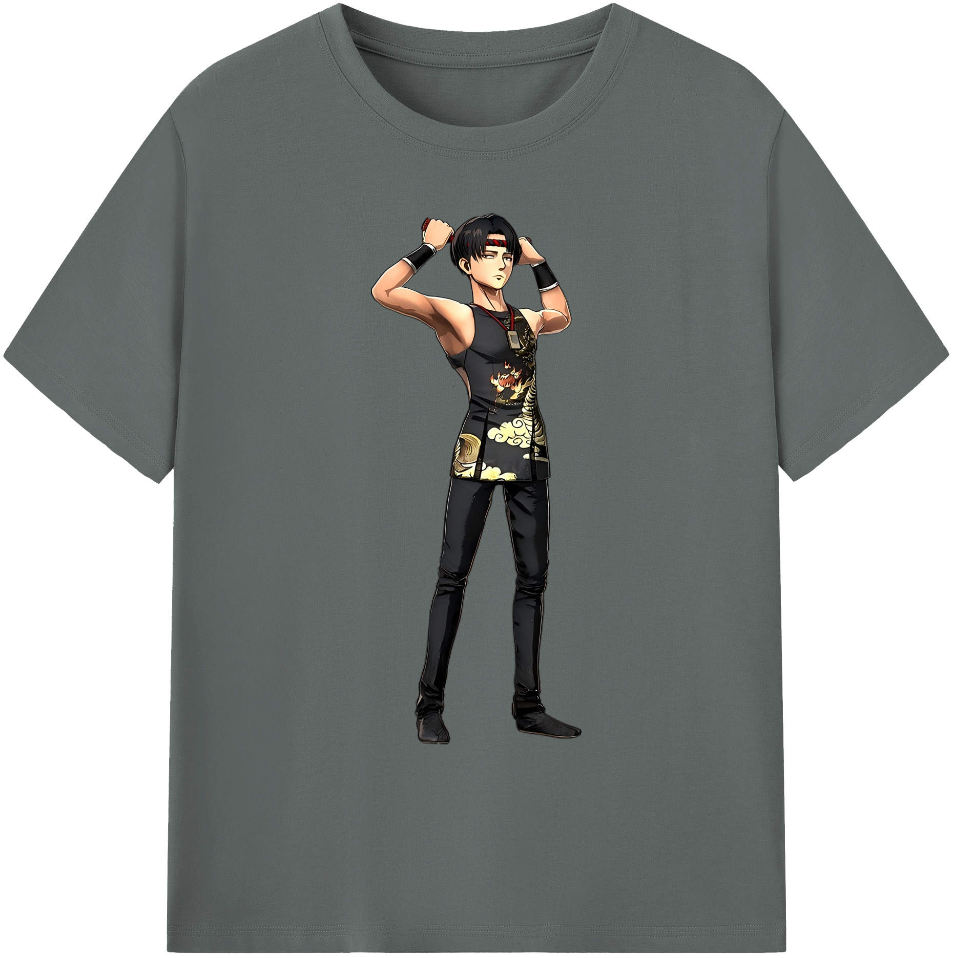 （画像用） 進撃の巨人 リヴァイ·アッカーマン Attack on Titan Levi Ackerman 綿100％ メンズ半袖Tシャツ｜肌触りやわらか＆通気性